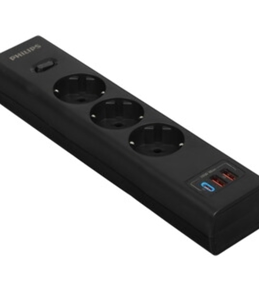 Сетевой фильтр Philips CHP4336BB/51, 3 м, 3 розетки, черный
