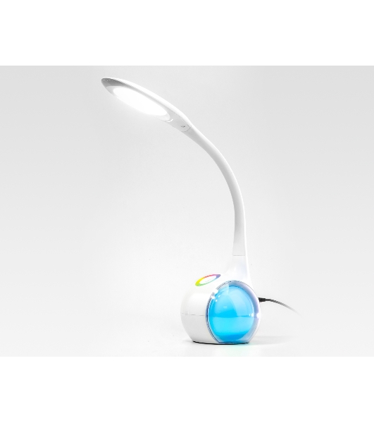 Светодиодная настольная лампа с RGB подсветкой Ambrella light DE532 WH белый LED 4200K+RGB 7.5W
