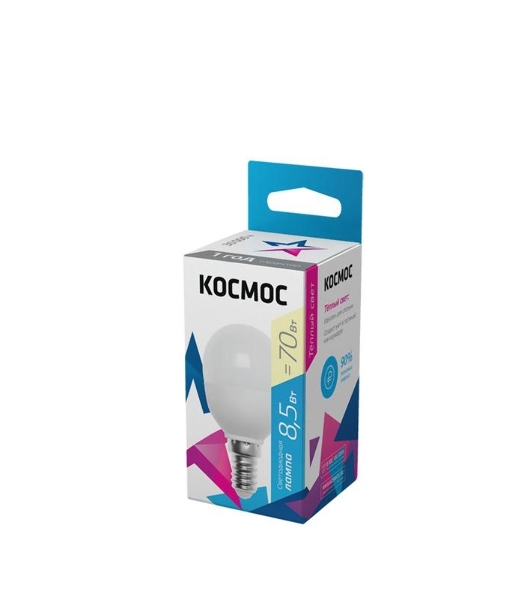 Лампа светодиодная Космос LED BASIC GL45 8.5Вт 220В E14 3000К