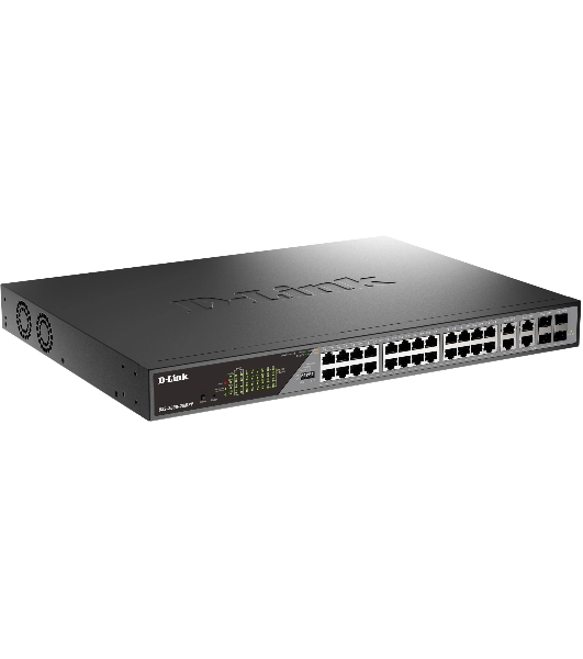 Коммутатор D-Link DSS-200G-28MPP/A1A, 24×1 Гбит/с + 4×1 Гбит/с Combo, настраиваемый