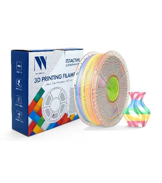 Филамент NVPrint Silk PLA+ Rainbow 04 для 3D печати диаметр 1.75мм длина 330 метров масса 1 кг