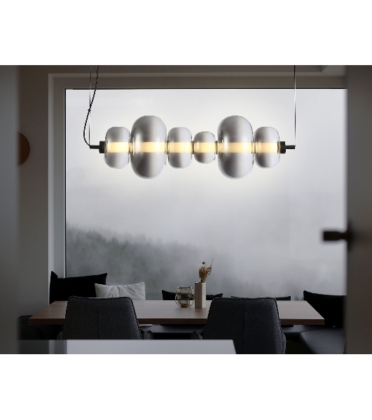 Подвесной светодиодный светильник Ambrella light LH11072 BK/SM черный/дымчатый 36W 3000K 745*230*230