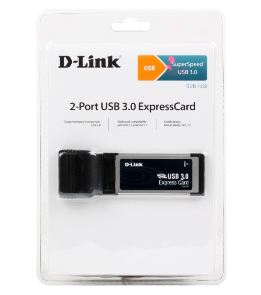Адаптер D-Link DUB-1320 2-портовый USB 3.0 для шины ExpressCard