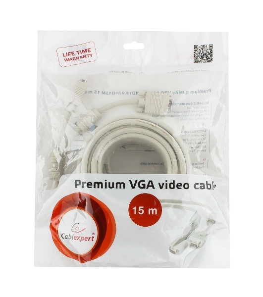 Кабель Gembird/Cablexpert VGA Premium,15M/15M,15м, тройн. экран,феррит. кольца,пакет