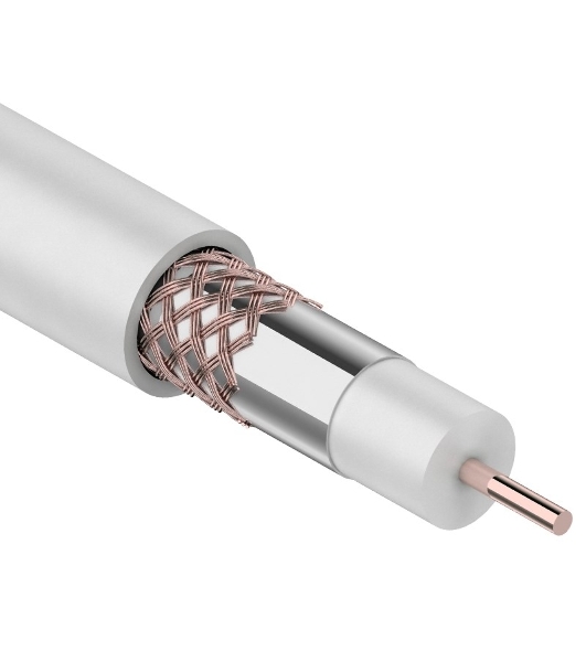 Кабель коаксиальный PROconnect RG-6U+Cu, 75 Ом, Cu/Al/Cu, 48%, бухта 100 м, белый