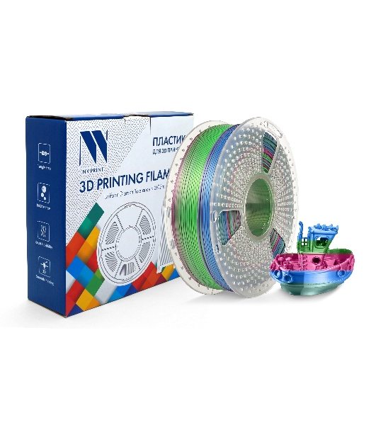 Филамент NVPrint Silk PLA+ Rainbow 06 для 3D печати диаметр 1.75мм длина 330 метров масса 1 кг