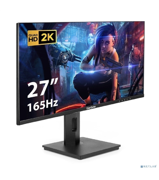 Монитор 27' ExeGate Combat EG2707A IPS 2560x1440, 165 Гц, 1 мс, 16:9, 400 кд/м2, 2xHDMI, 1xDP, аудиовход, черный