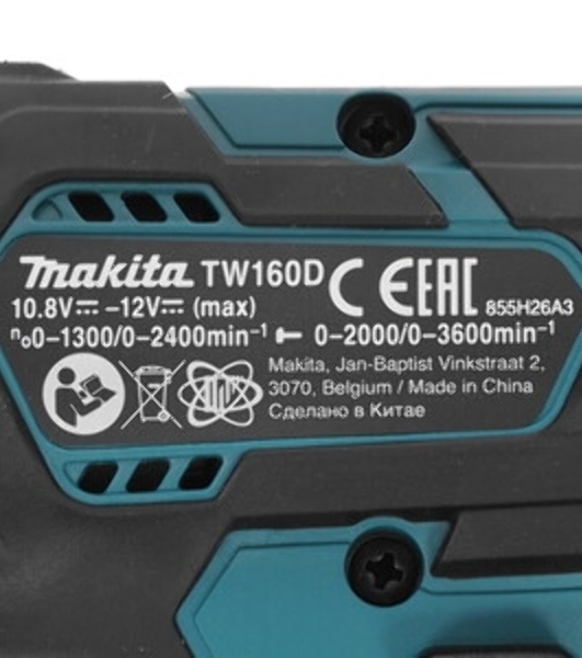 Гайковерт Makita TW160DZ аккум. патрон:квад.3/8' (кейс в комплекте)