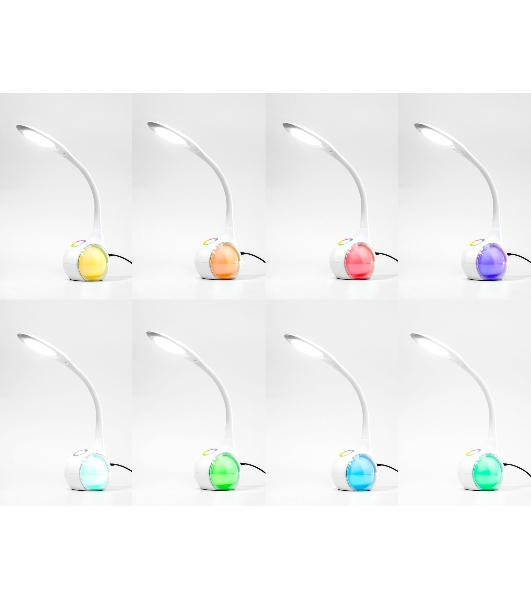 Светодиодная настольная лампа с RGB подсветкой Ambrella light DE532 WH белый LED 4200K+RGB 7.5W
