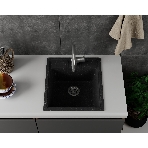 Мойка для кухни BAU Stil Black stone 45х50, выпуск с сифоном в комплекте, черный камень, фото5
