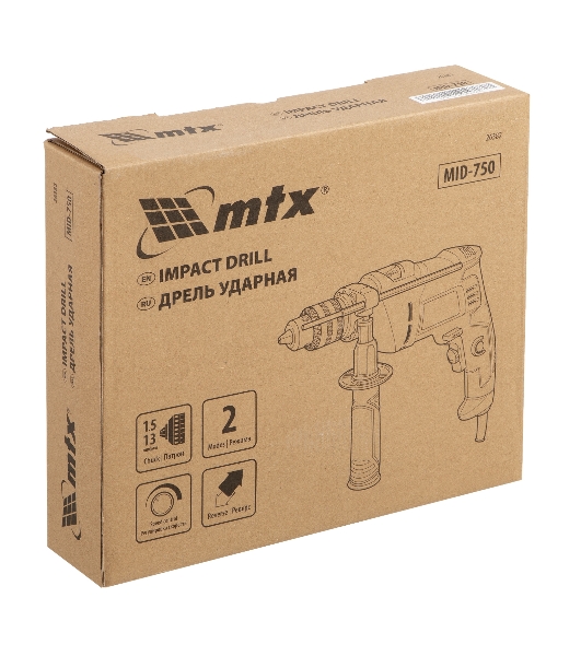 Дрель ударная MTX MID-750, 750 Вт, 0-3000 об/мин, 0-48000 уд/мин