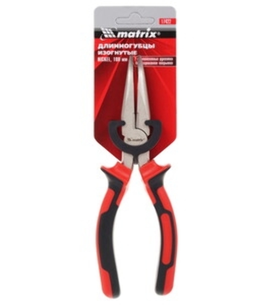 Длинногубцы Matrix 17422 NICKEL 180 мм, изогнутые никелированные, двухкомпонентные рукоятки
