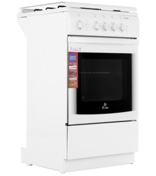 Плита газовая De Luxe 5040.36Г (КР) белый, конфорок 4 шт, духовка 43 л, 50 см x 85 см x 50 см