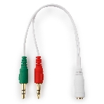 Кабель аудио сигнала Cablexpert, Jack3.5 нушники + 3.5 микрофон-> Jack3.5 4pin, длина 20 см, белый, фото2