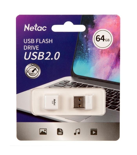 Флешка USB Netac U116 (NT03U116N-064G-20WH), 64Gb, USB 2.0, R/W 70/30, белый
