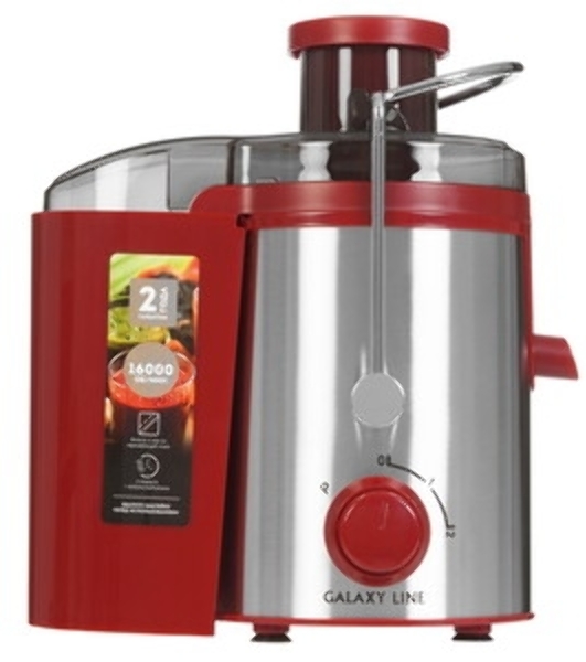 Соковыжималка GALAXY LINE GL 0816 красный/серебристый, центробежная, 850 Вт, 550 мл, механическое