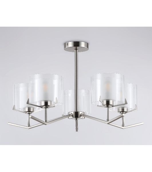 Люстра Ambrella light LH57001/5 SN/FR никель/белый матовый E14/5 max 40W D690*390