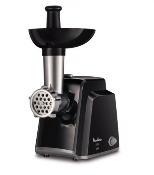 Мясорубка электрическая Moulinex ME105830 черный, 1400 Вт, 1.7 кг/мин, реверс, защита от перегрузки, насадки - 3