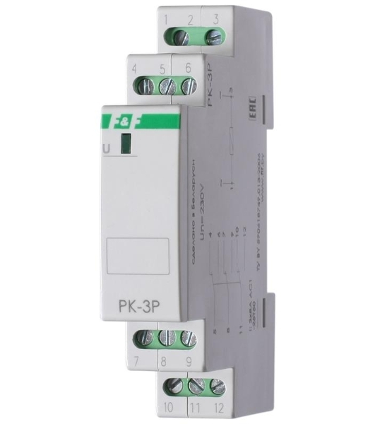 Реле промежуточное PK-3P (монтаж на DIN-рейке 35мм 220В 50Гц 3х8А 3NO/NC IP20) F&F EA06.001.023