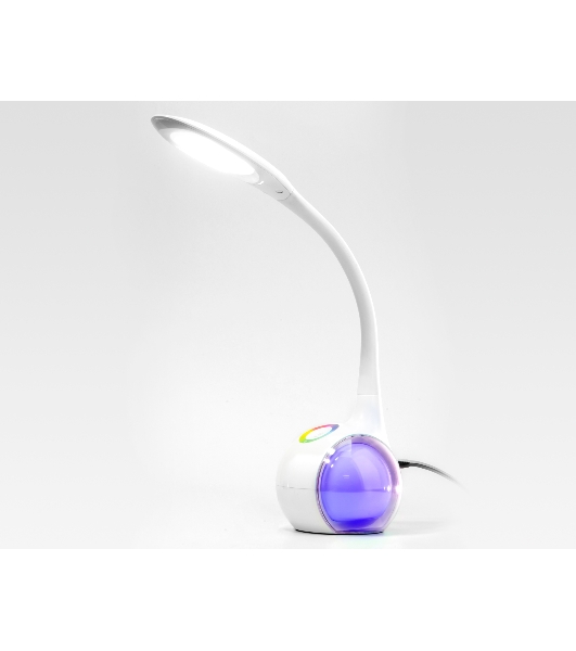 Светодиодная настольная лампа с RGB подсветкой Ambrella light DE532 WH белый LED 4200K+RGB 7.5W
