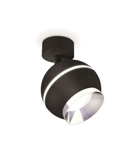 Комплект поворотного светильника Ambrella light XM1102002 SBK/PBK черный песок/серебро полированное MR16 GU5.3 LED 3W 4200K (A2210, C1102, N7032)