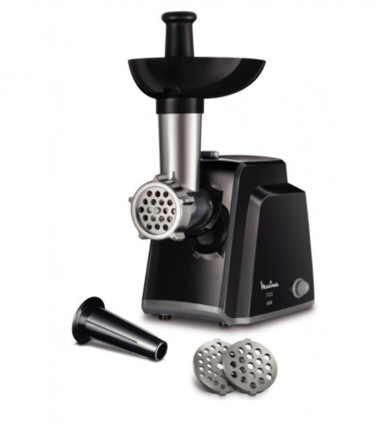 Мясорубка электрическая Moulinex ME105830 черный, 1400 Вт, 1.7 кг/мин, реверс, защита от перегрузки, насадки - 3