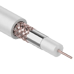Кабель коаксиальный Rexant RG-59U+Cu, 75 Ом, Cu/Al/Cu, 64%, бухта 305 м, белый, фото 1