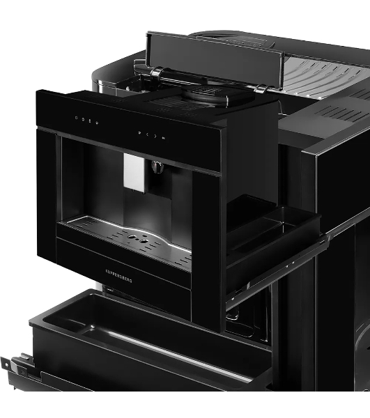 Автоматическая кофемашина Kuppersberg KCM 182 Black коллекция High-Tech,управление сенсорное,максимальное давление 20 бар,емкость для воды 1.8л, есть капучинатор,приготовление кофе автоматическое, материал панели стекло, черный