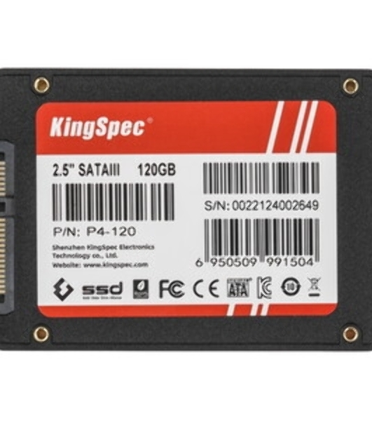 Накопитель SSD KingSpec P4-120, 120Gb, SATA III, 2.5', R/W 500/500