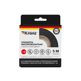 Изолента высоковольтная Kranz самослипающаяся, до 1 кВ, 0.76х25 мм, 5 м