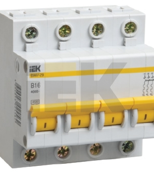 Выключатель автоматический IEK MVA20-4-050-C ВА47-29 4Р 50А 4,5кА х-ка С IEK