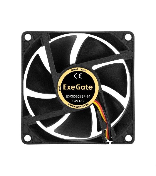 Вентилятор для корпуса ExeGate EX08020B3P-24 черный, 80 мм, 4000 об/мин, 42.3 дБ, 3 pin
