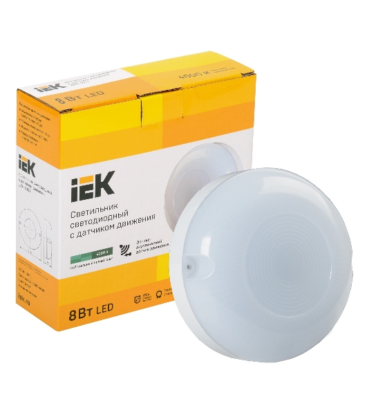 Светильник светодиодный IEK ДПО 1001 8Вт 4000К IP54 с акуст. датчиком LDPO3-1001-008-4000-K01
