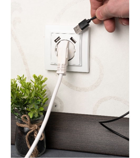 Розетка 1-местная СП с/з 16А белая с защ. штор. с 2 USB 2,1А EKF Минск