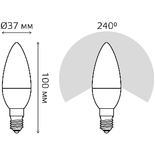 Лампа светодиодная Свеча Gauss 6W E14 RGbW+димирование LED 1/10/100