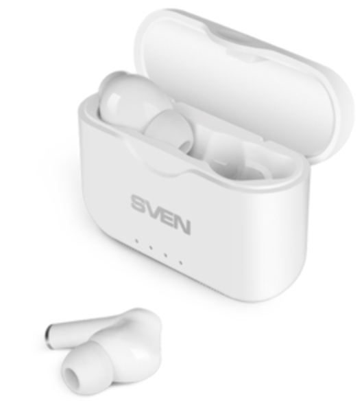Наушники TWS SVEN E-701BT белый, внутриканальные, Bluetooth, сенсорное управление, до 3 ч