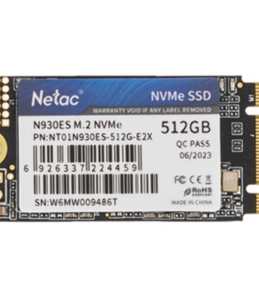 Накопитель SSD Netac N930ES, 512Gb, PCIe 3.1 x2, M.2 2242, NVMe, R/W 1650/1500