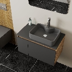Комплект: тумба Bau Dream Blackwood графит 80, раковина BAU Cerama 48х37, темно-серая, смеситель Hotel Dream, нерж сталь, выпуск клик клак белый, фото15