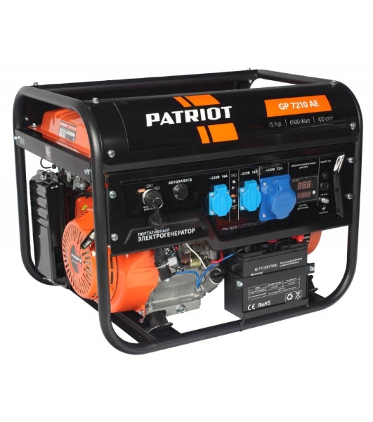 Электрогенератор бензиновый Patriot GP 7210AE, 6.5 кВт, 78 дБ, 81 кг