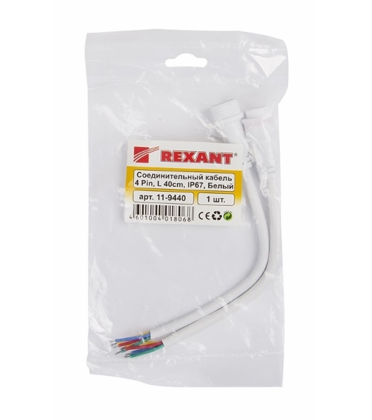 Соединительный кабель Rexant (4pin) герметичный (IP67) 4х0.75мм² белый