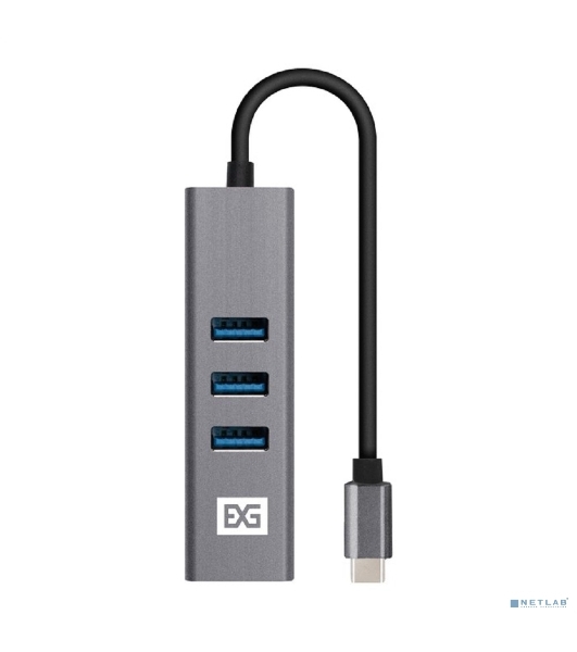 USB-концентратор ExeGate DUB-4TC (кабель-адаптер USB Type C --> 4xUSB3.0, Plug&Play, серебристый)