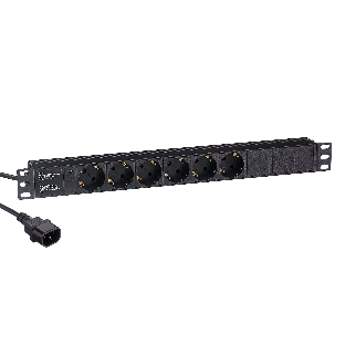 Блок розеток горизонтальный ExeGate ServerPro PDU-19H604 Al-6S-C14-2.5, 19', 1U, Алюминий, 6 Schuko, кабель с вилкой C14 VDE-250V-10A-3*1.5мм2, 2.5 метра, черный