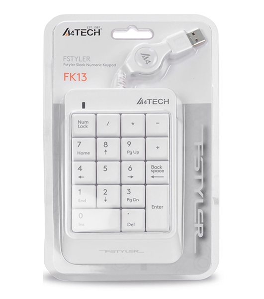 Числовой блок проводной A4Tech Fstyler FK13, USB, белый