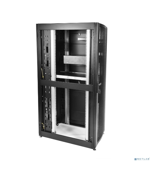 Шкаф серверный ПРОФ напольный 48U (800x1000) дверь перфорированная 2 шт., черный, в сборе (ШТК-СП-48.8.10-44АА-9005)