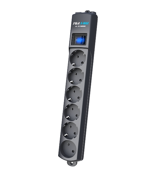 Сетевой фильтр Surge protector Pilot S Max (5 euros + 1GP), 15A/3.5kVA, automatic, 5 m, graphite