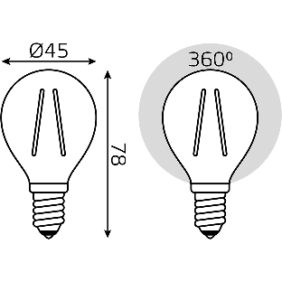 Лампа светодиодная филаментная Gauss Filament 10Вт цок.: E14 шар св. свеч. бел. нейт. (упак.: 10 шт)