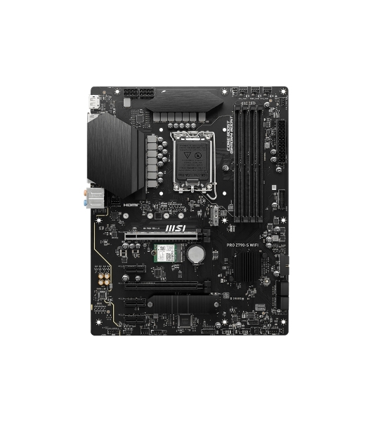 Материнская плата MSI PRO Z790-S WIFI, LGA 1700, ATX, 4xDDR5, 1xPCIe 5.0 x16, 4xM.2, 4xSATA, 1xHDMI, 1xDP, 2.5 Gigabit Ethernet, 7.1 аудио