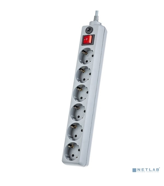 Сетевой фильтр Perfeo 'POWER+', PF_A4673 (3,0 м, 6 розеток, серый (PF-PP-6/3,0-G))