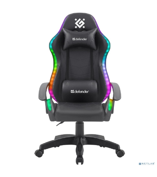 Кресло Defender Factor X RGB черный, экокожа, 120 кг