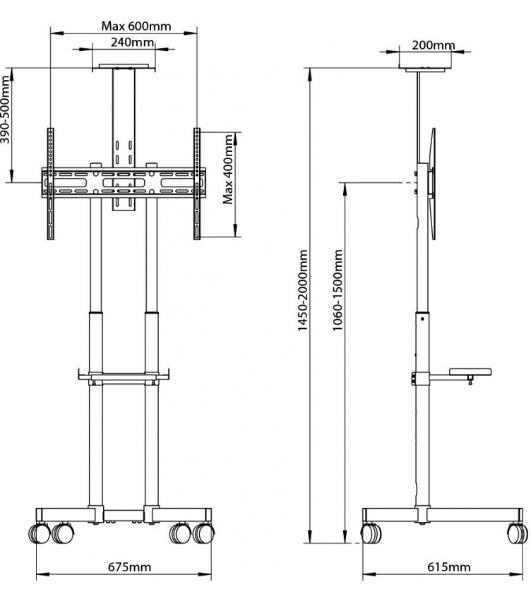 Подставка для телевизора Arm Media PT-STAND-8 черный 32'-80' макс.50кг напольный фиксированный